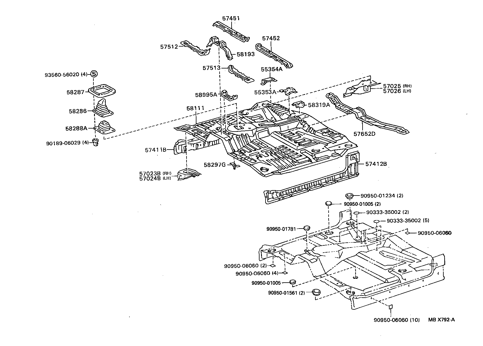 57023-34010 BRACKET SUB-ASSY, BODY MOUNTING, NO.2 RH product image