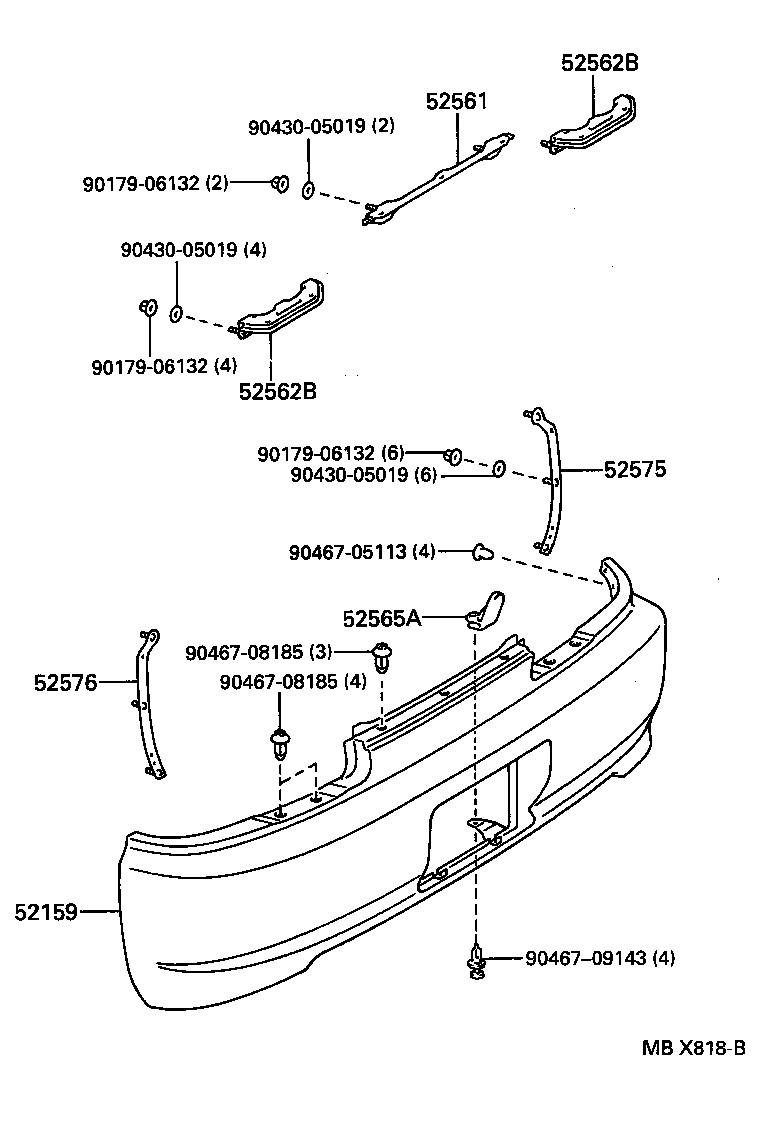 52159-20790-B0 COVER, REAR BUMPER product image