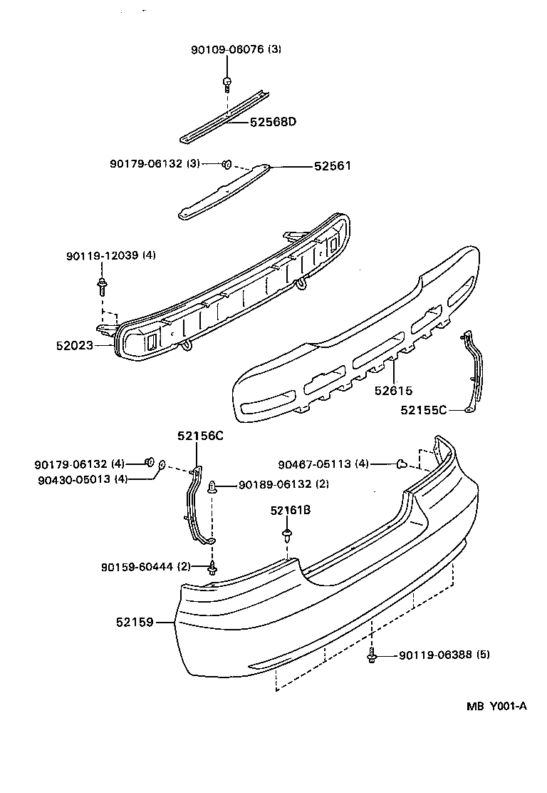 52159-20770-J1 COVER, REAR BUMPER product image