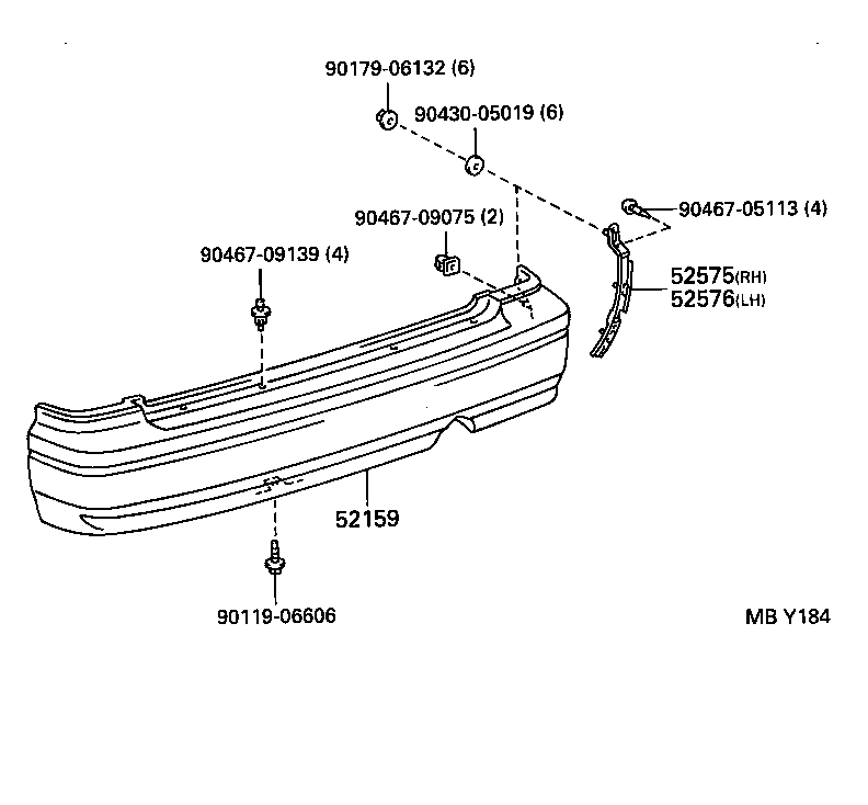 52575-32080 RETAINER, REAR BUMPER SIDE, RH product image