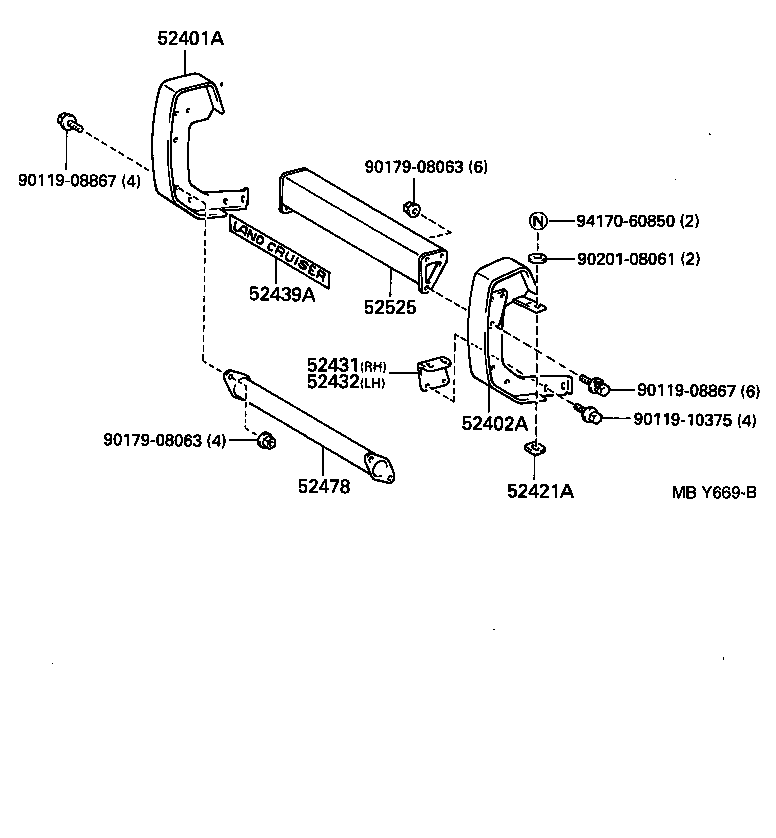 52102-60220 EXTENSION, FRONT BUMPER, RH product image
