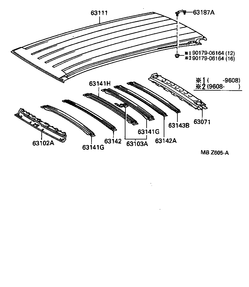 63142-26040 REINFORCEMENT SUB-ASSY, ROOF PANEL product image