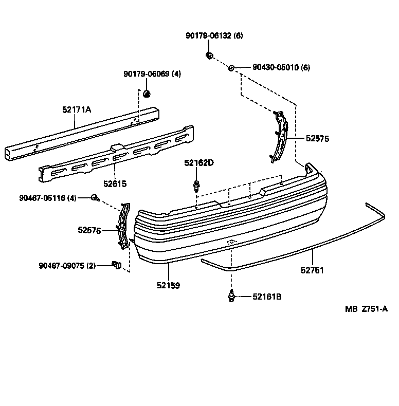 52171-30160 REINFORCEMENT, REAR BUMPER, NO.1 product image