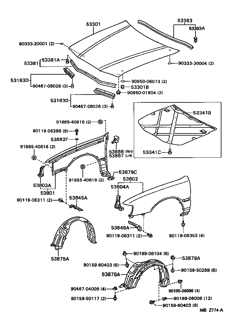 53381-AC010 SEAL, HOOD TO RADIATOR SUPPORT product image