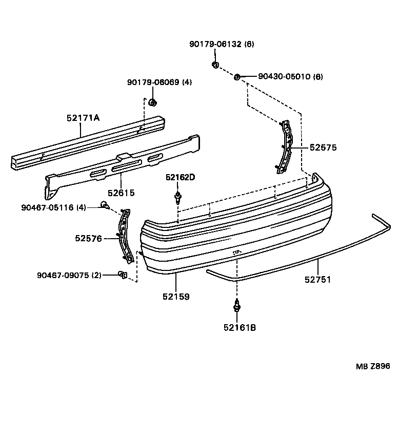 52171-30160 REINFORCEMENT, REAR BUMPER, NO.1 product image