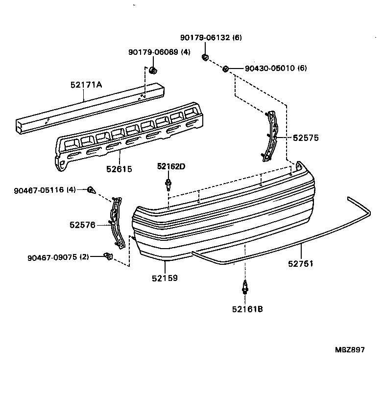 52171-30160 REINFORCEMENT, REAR BUMPER, NO.1 product image