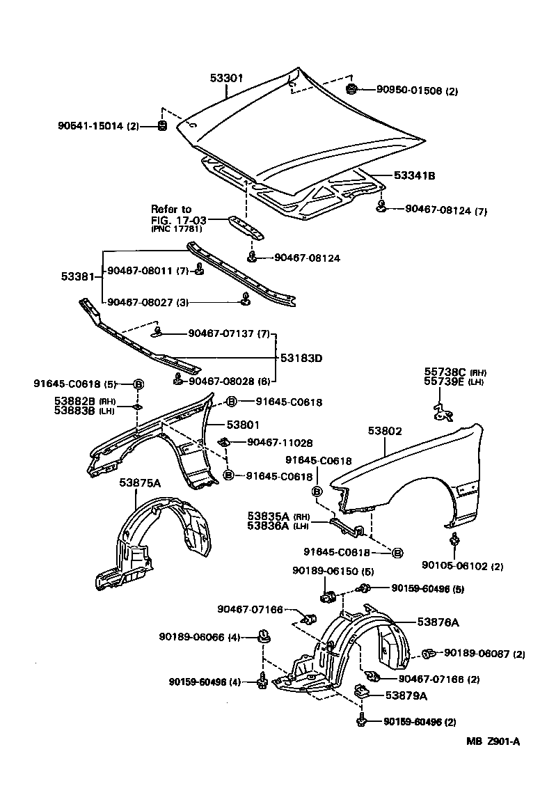 53381-30140 SEAL, HOOD TO RADIATOR SUPPORT product image