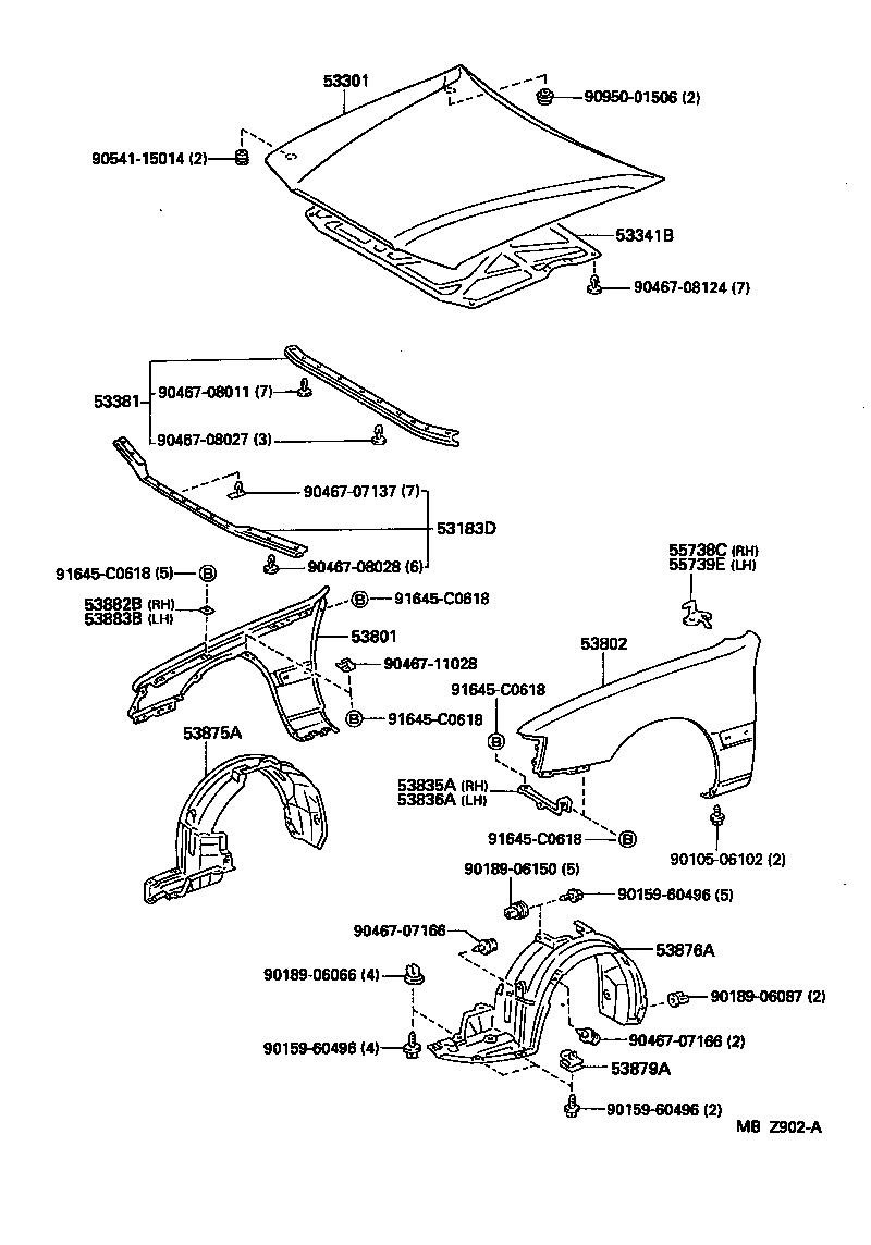 53183-30180 SEAL, HEADLAMP COVER TO HOOD product image