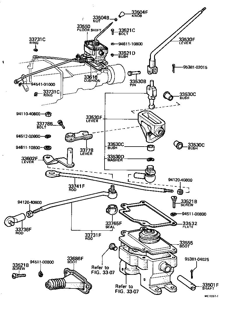 33503-40010 LEVER ASSY, SHIFT (FOR FLOOR SHIFT) product image