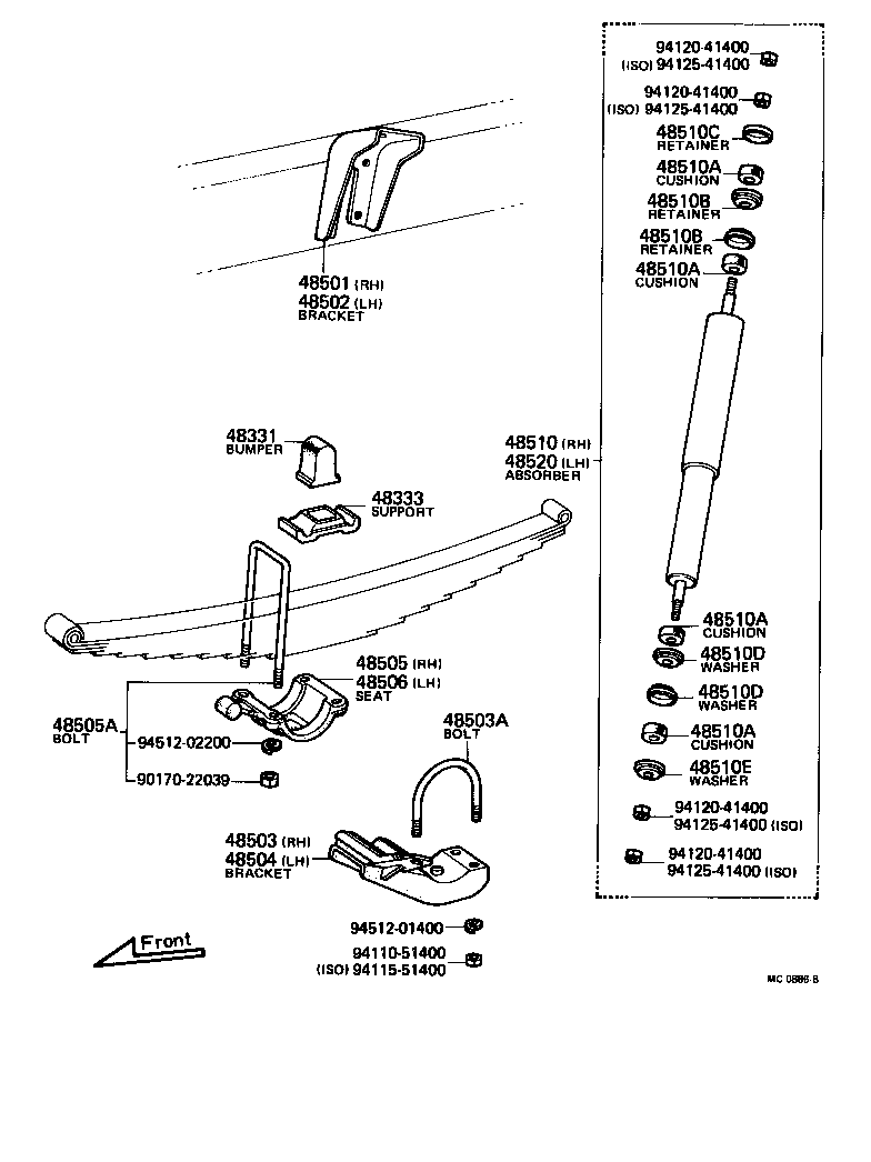 48044-96518 SEAT, FRONT SPRING, RH product image