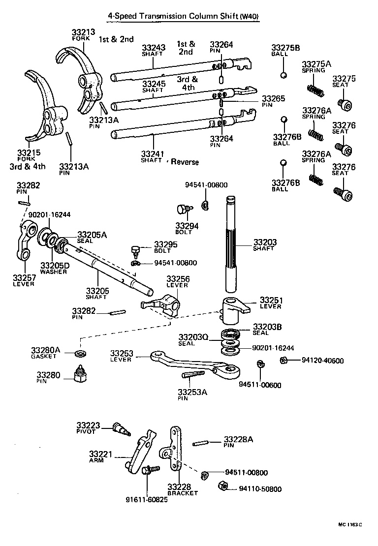 33242-31020 SHAFT, 1ST & 2ND SHIFT FORK product image