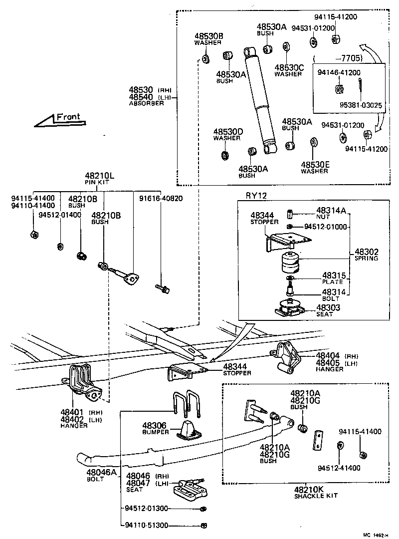 48046-36120 SEAT SUB-ASSY, SPRING U BOLT, RH product image
