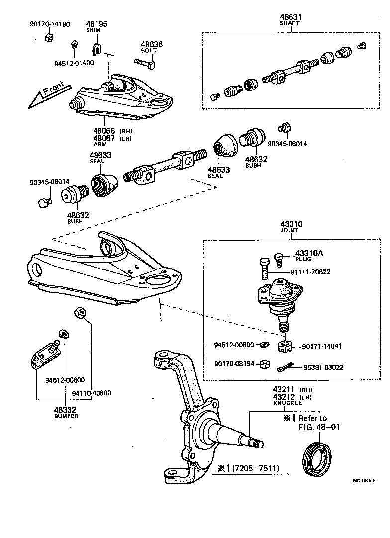04486-35020 SHAFT, LOWER ARM, RH product image