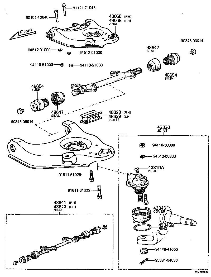 04486-35020 SHAFT, LOWER ARM, RH product image