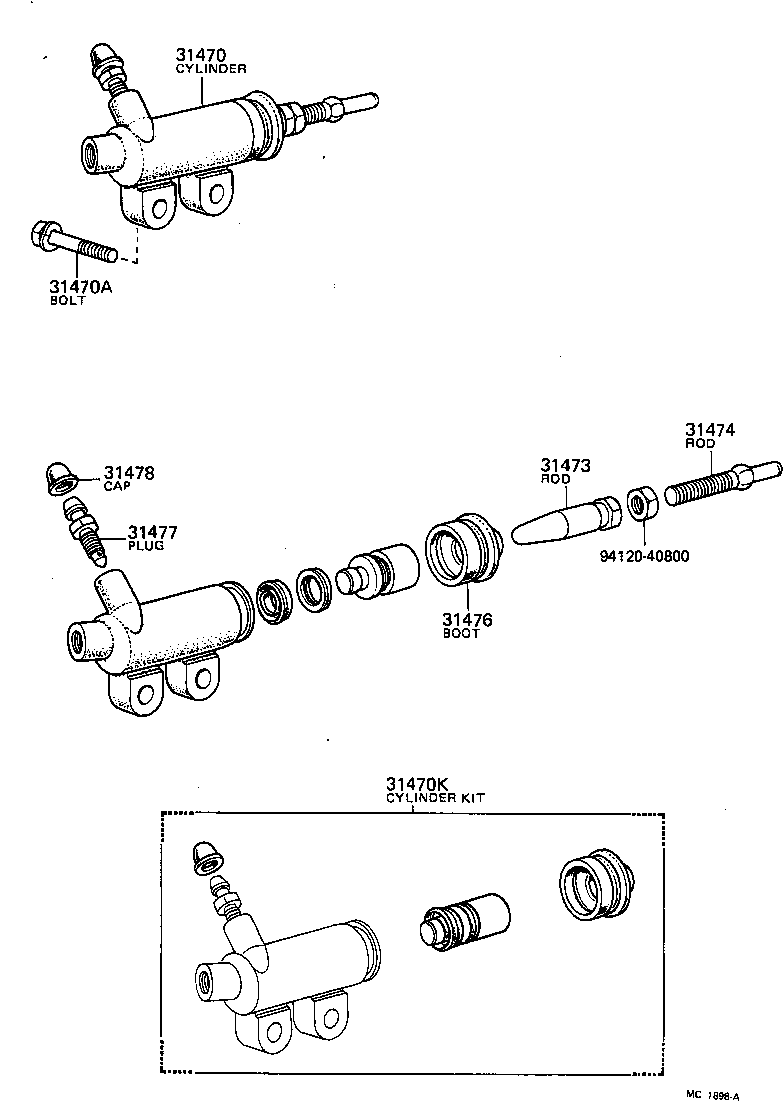 31470-36020 CYLINDER ASSY, CLUTCH RELEASE product image