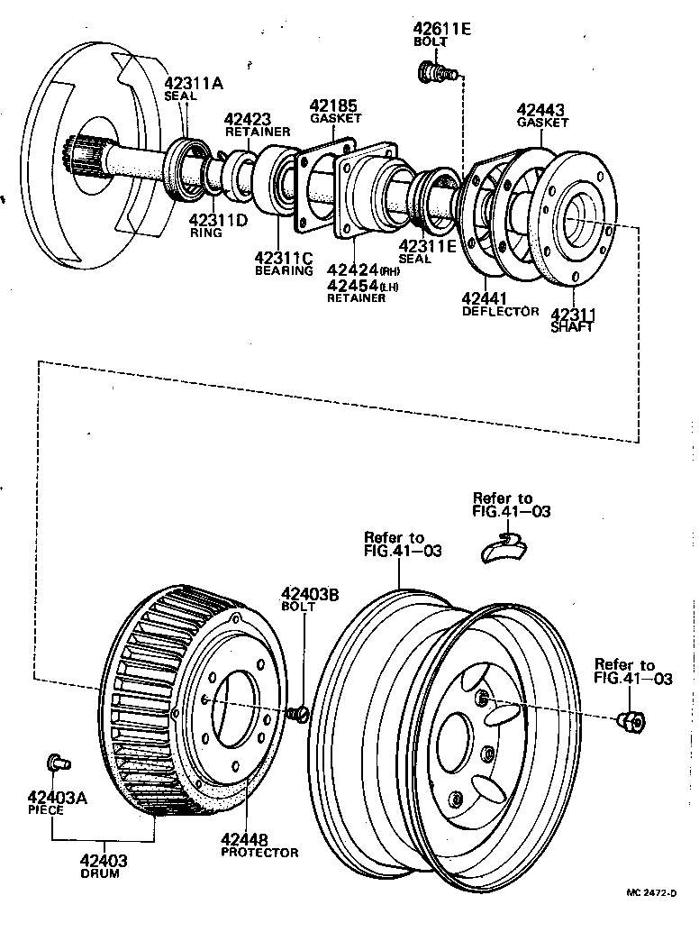 42421-20010 RETAINER, REAR AXLE BEARING, OUTER, RH product image