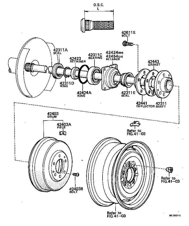 42421-20010 RETAINER, REAR AXLE BEARING, OUTER, RH product image