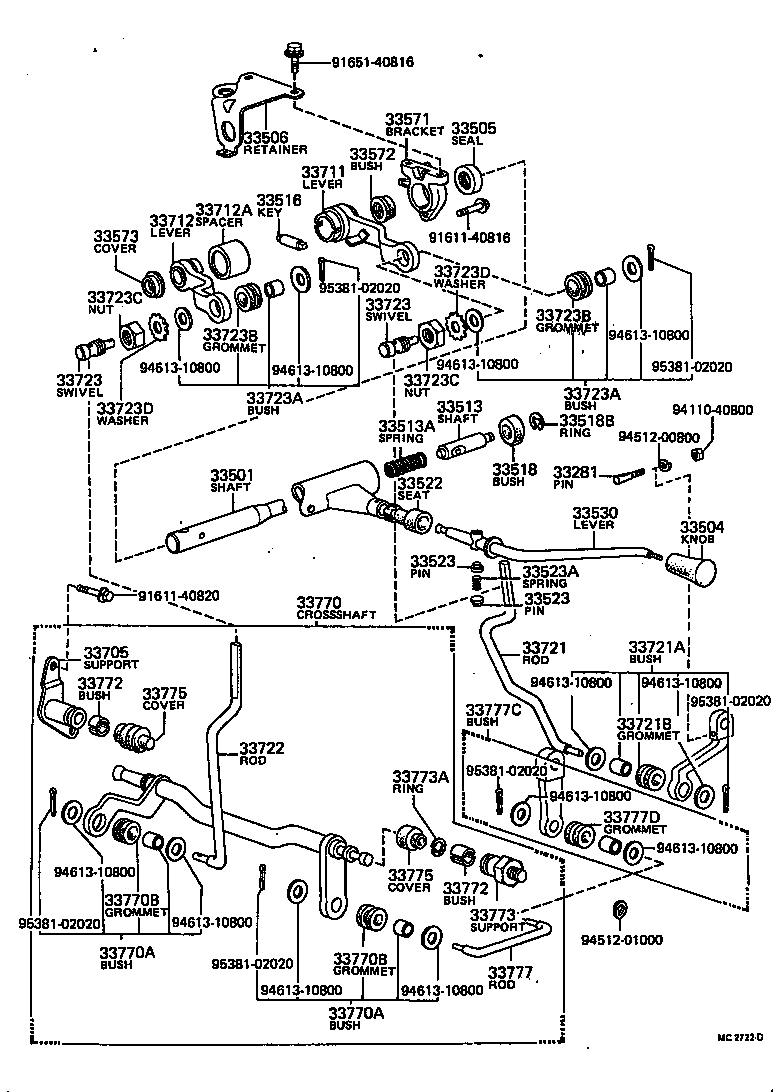 33504-22010 KNOB SUB-ASSY, SHIFT LEVER (FOR COLUMN SHIFT) product image