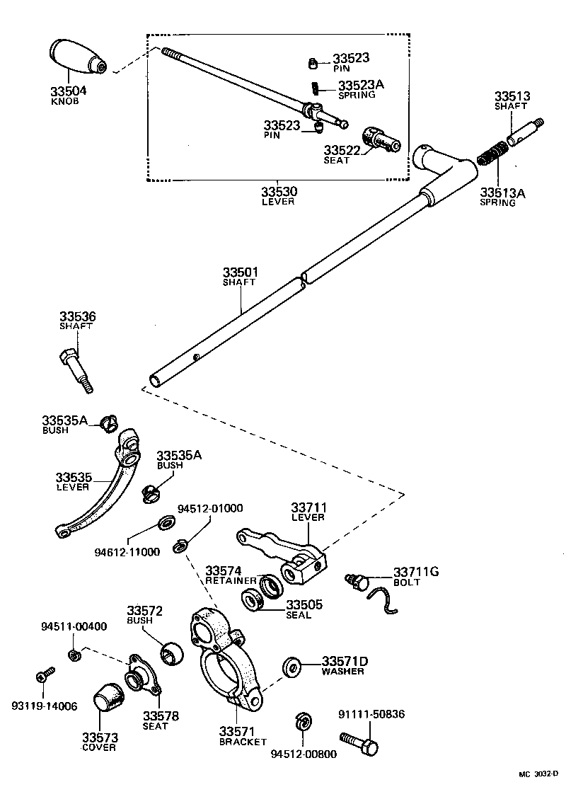 33705-60010 SHAFT, BELLCRANK (FOR COLUMN SHIFT) product image