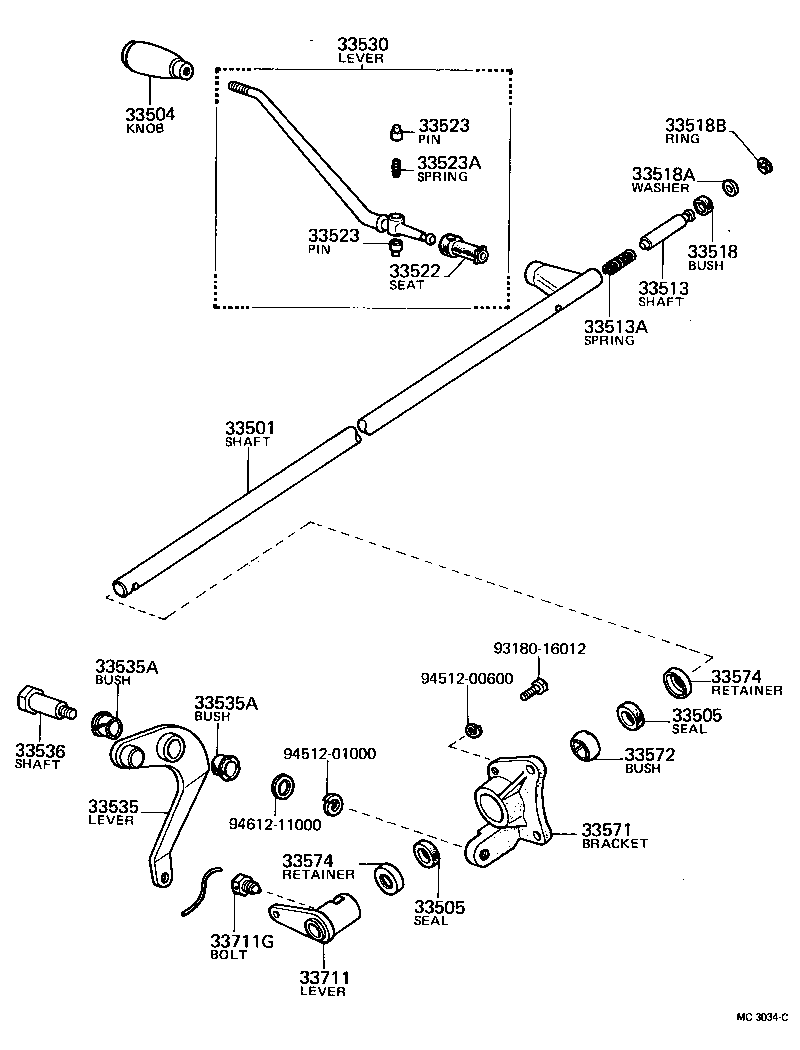 33705-60010 SHAFT, BELLCRANK (FOR COLUMN SHIFT) product image