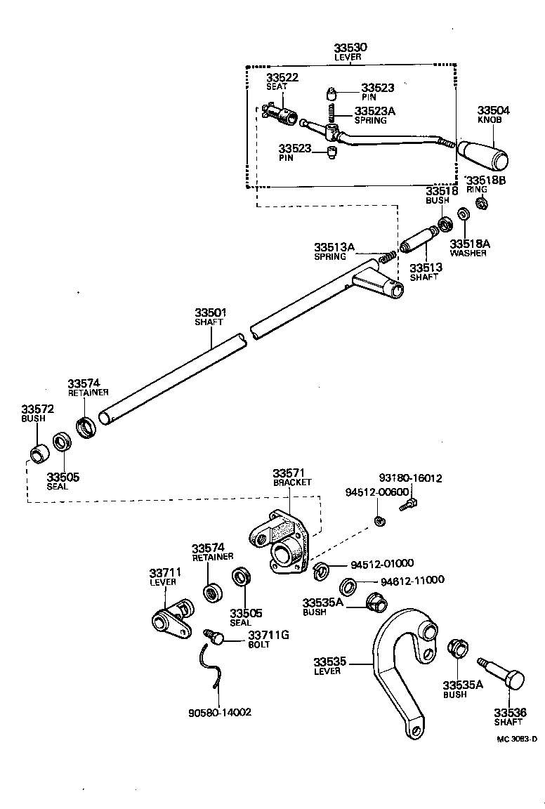 33705-60010 SHAFT, BELLCRANK (FOR COLUMN SHIFT) product image