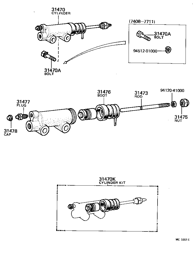 31475-60010 NUT, CLUTCH RELEASE CYLINDER PUSH ROD product image