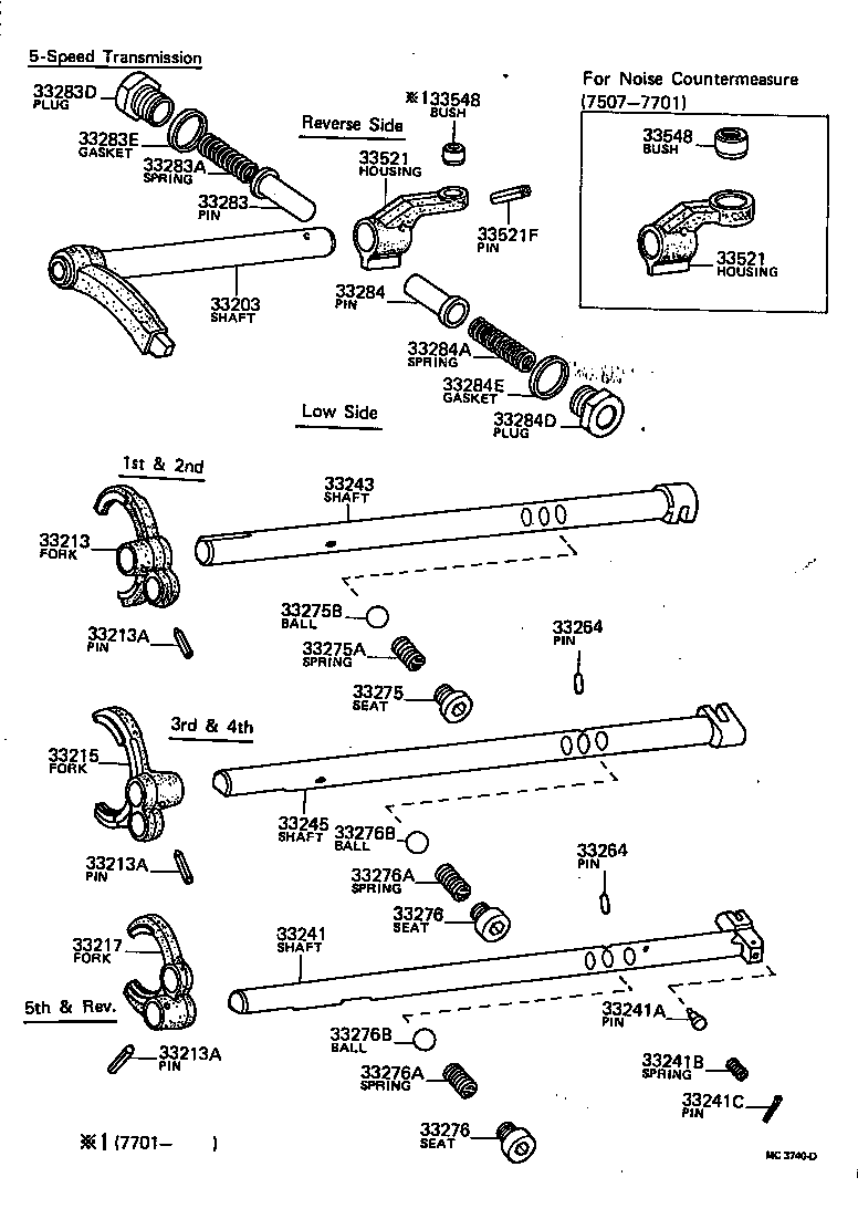 33203-20060 SHAFT SUB-ASSY, SHIFT LEVER, NO.1 product image