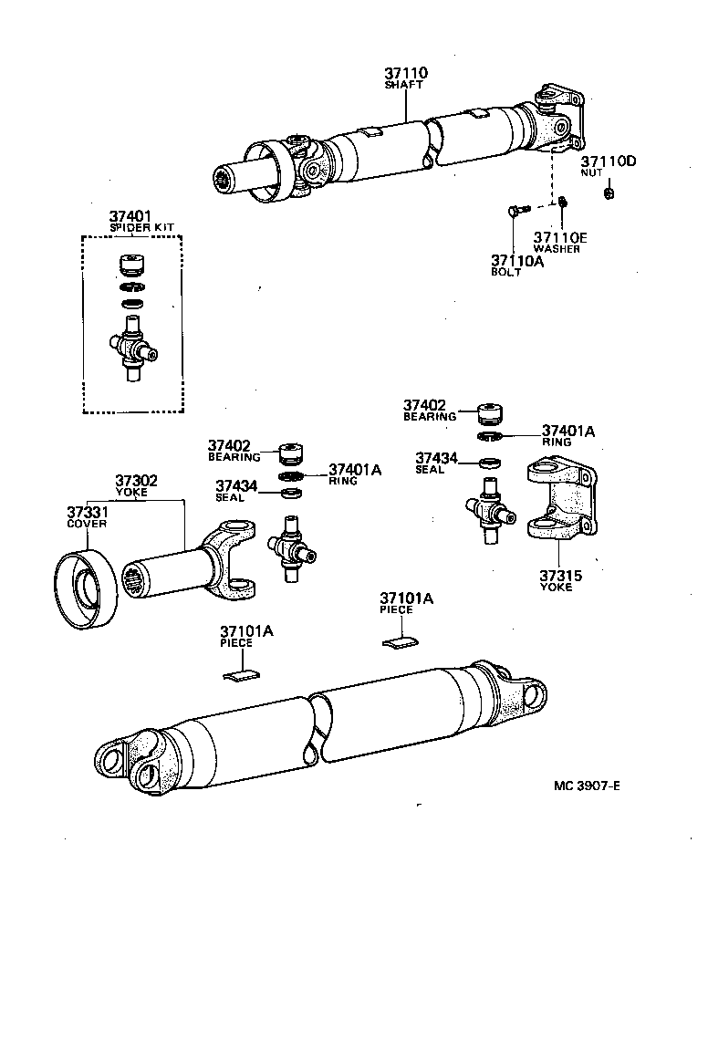 37100-35110 SHAFT ASSY, PROPELLER W/CENTER BEARING product image