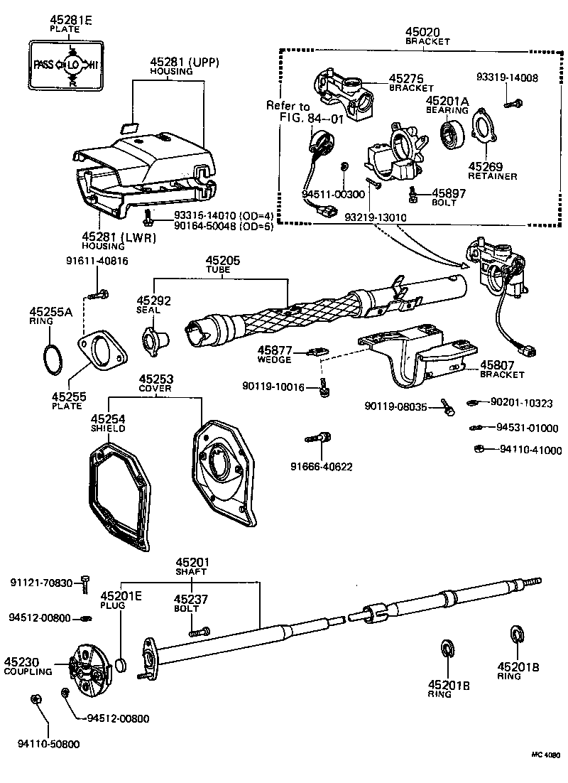 45870-14040 TUBE SUB-ASSY, STEERING COLUMN product image