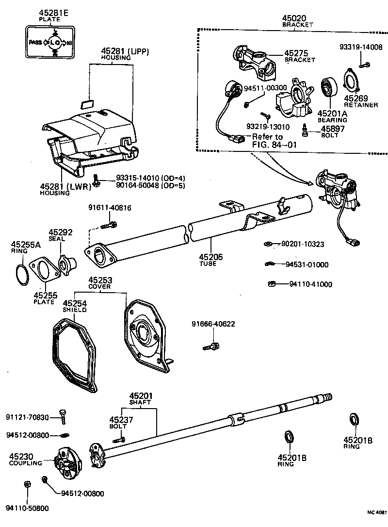 45870-14040 TUBE SUB-ASSY, STEERING COLUMN product image