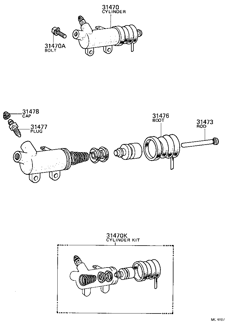 31470-30076 CYLINDER ASSY, CLUTCH RELEASE product image