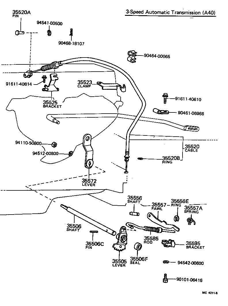 35572-20060 LEVER, TRANSMISSION CONTROL SHAFT, RH product image
