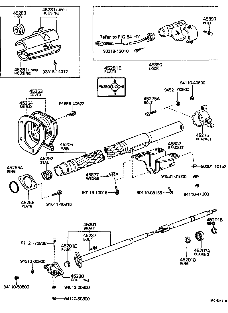 45870-14040 TUBE SUB-ASSY, STEERING COLUMN product image