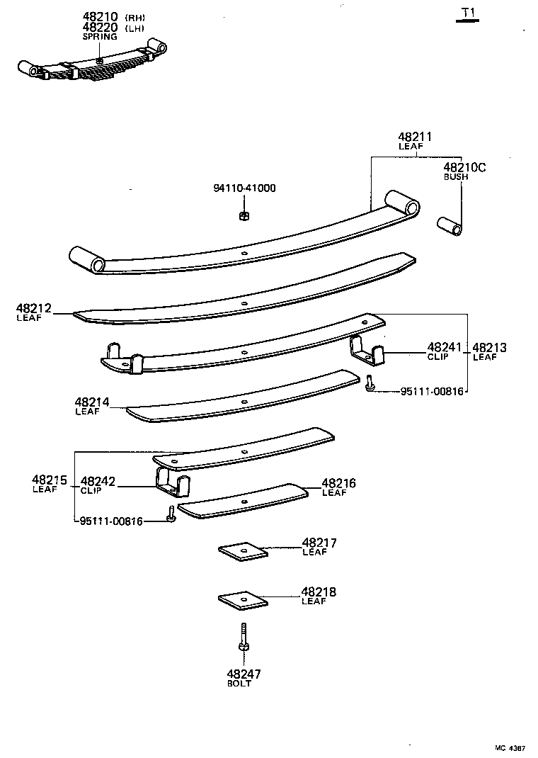 48046-36120 SEAT SUB-ASSY, SPRING U BOLT, RH product image