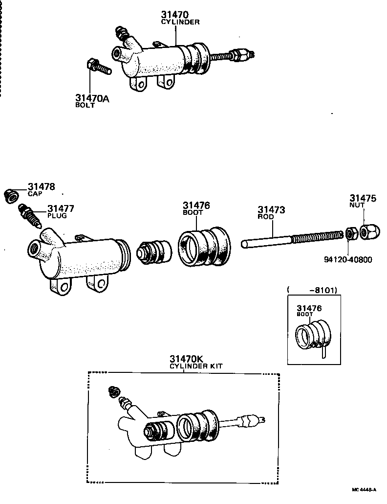 04313-30080 CYLINDER KIT, CLUTCH RELEASE product image