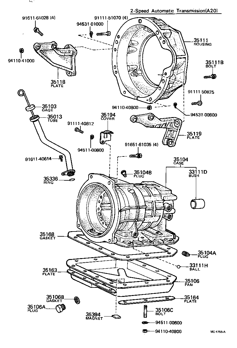 90116-08037 BOLT, STUD (FOR AUTOMATIC TRANSMISSION OIL PAN SETTING) product image