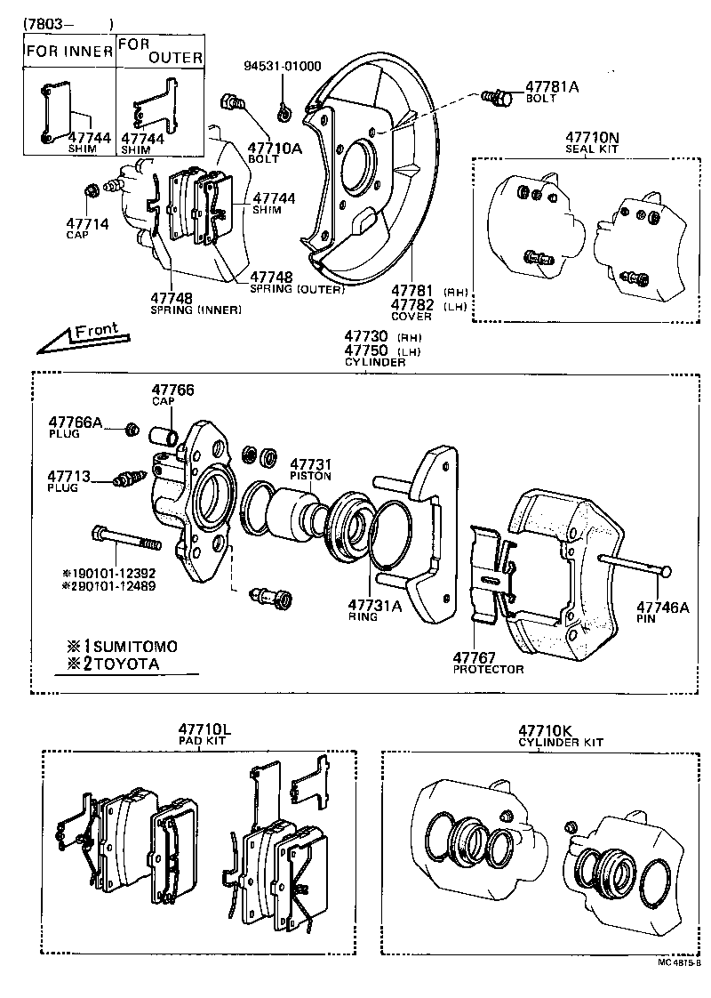 04465-12430 PAD KIT, DISC BRAKE, FRONT product image