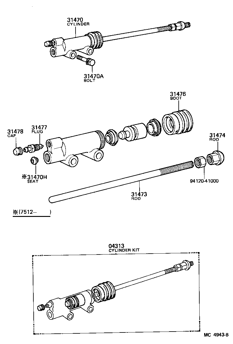 31475-55010 ROD, CLUTCH RELEASE CYLINDER PUSH, NO.2 product image