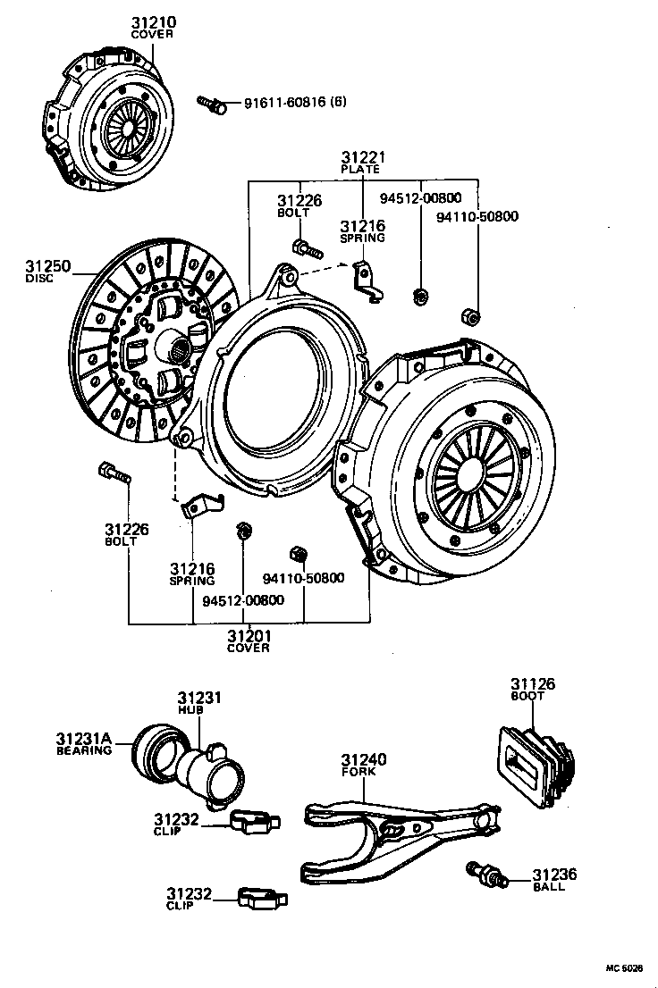 31126-20050 BOOT, CLUTCH RELEASE FORK product image