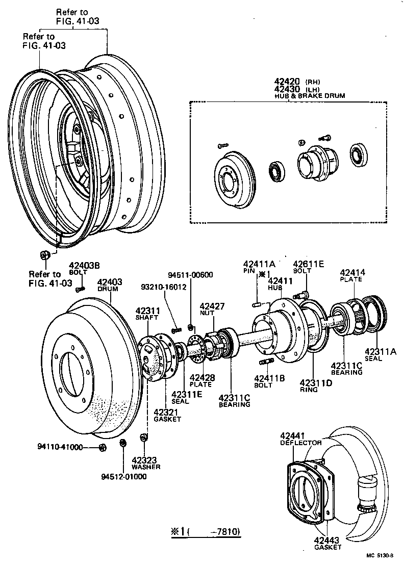42421-25010 RETAINER, REAR AXLE BEARING, OUTER, RH product image