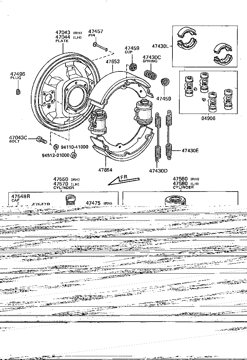 47043-36030 PLATE SUB-ASSY, BRAKE BACKING, REAR RH product image