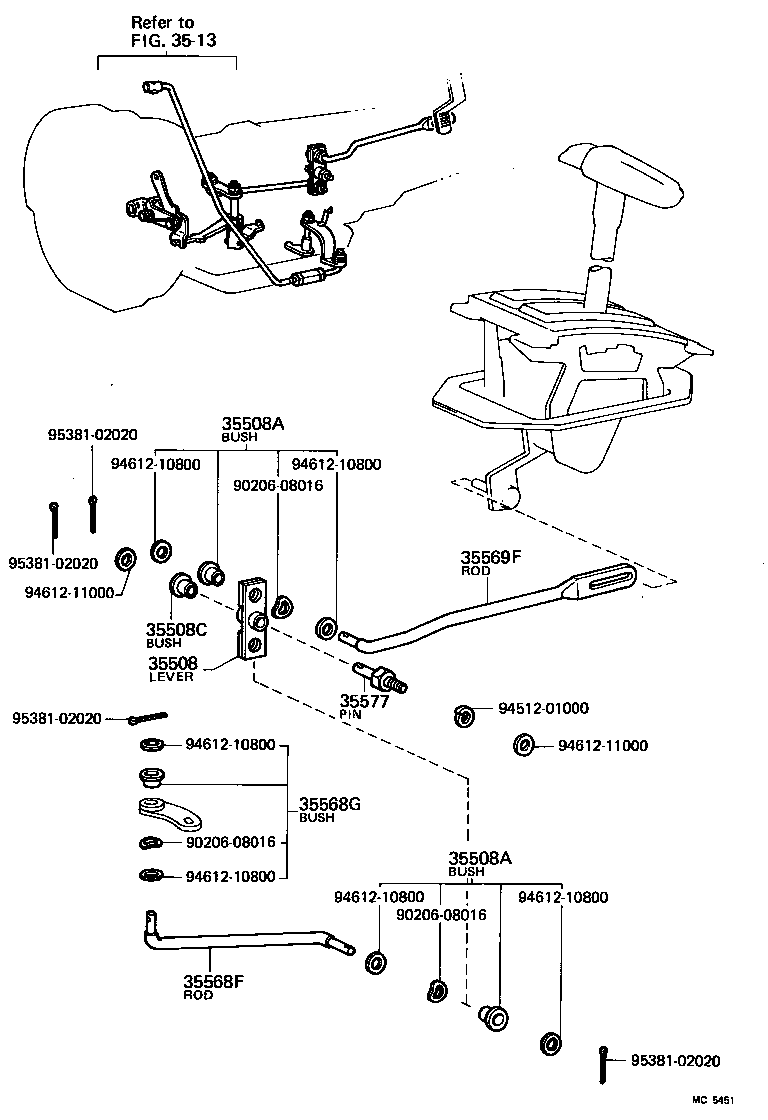 33501-10050 SHAFT SUB-ASSY, CONTROL (FOR FLOOR SHIFT) product image