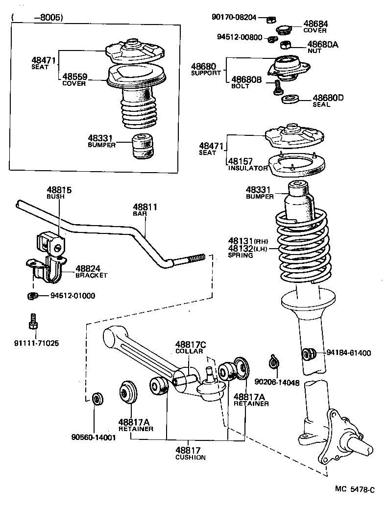 48157-10010 INSULATOR, FRONT COIL SPRING, UPPER product image