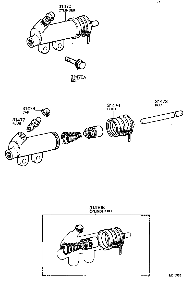 31470-22060 CYLINDER ASSY, CLUTCH RELEASE product image