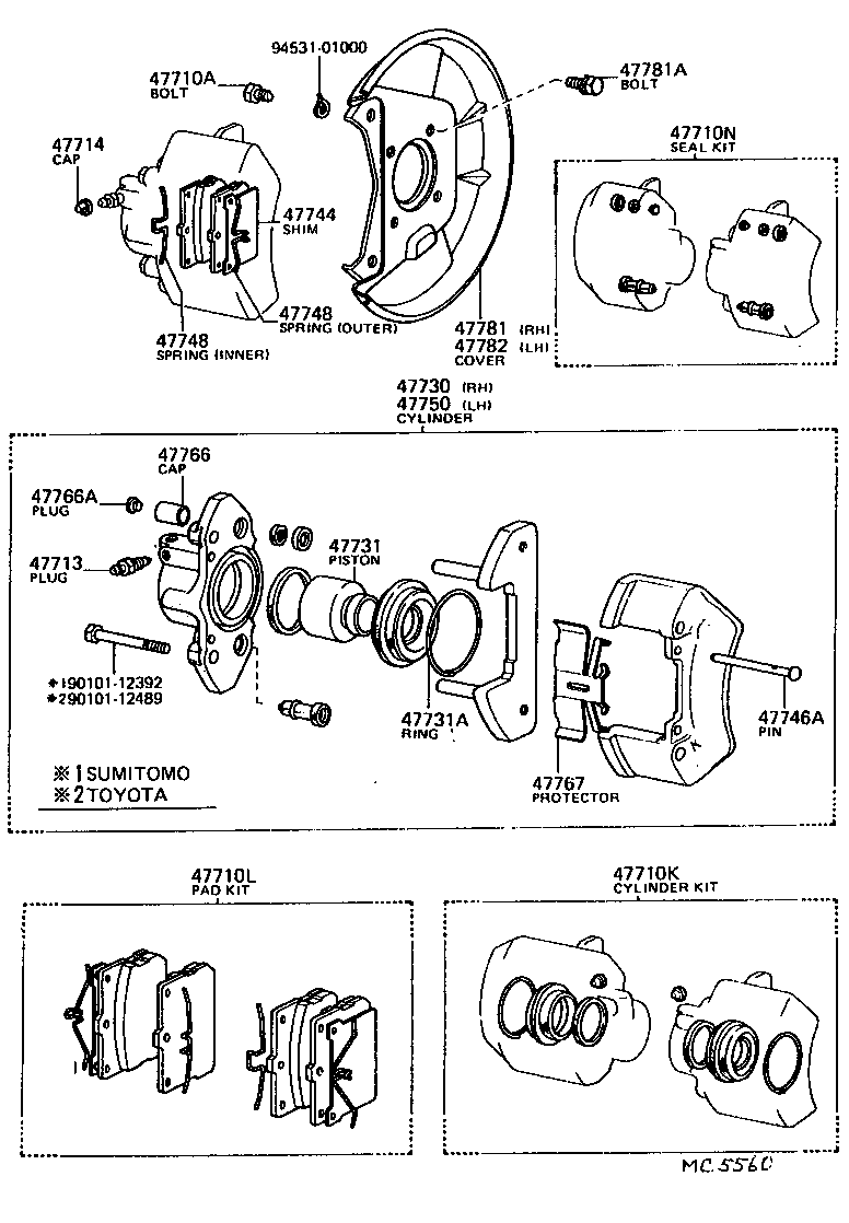 04465-12440 PAD KIT, DISC BRAKE, FRONT product image