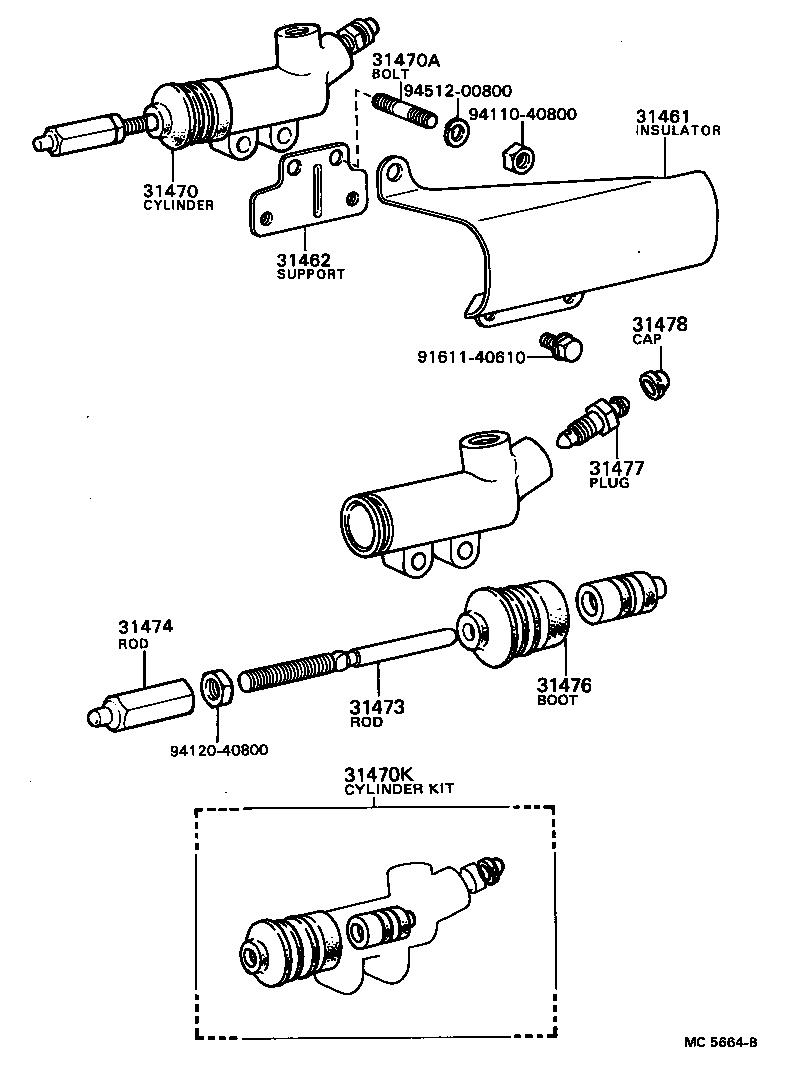 04313-30080 CYLINDER KIT, CLUTCH RELEASE product image