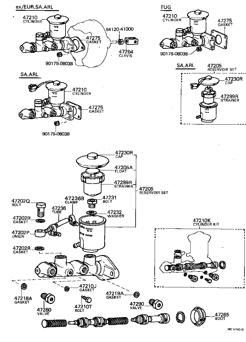 47201-22280 CYLINDER ASSY, MASTER, W/O BOOSTER product image