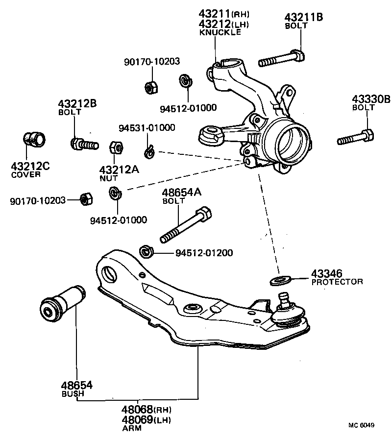 48654-16010 BUSH, LOWER ARM product image
