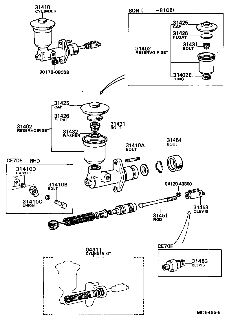 04311-14011 CYLINDER KIT, CLUTCH MASTER product image