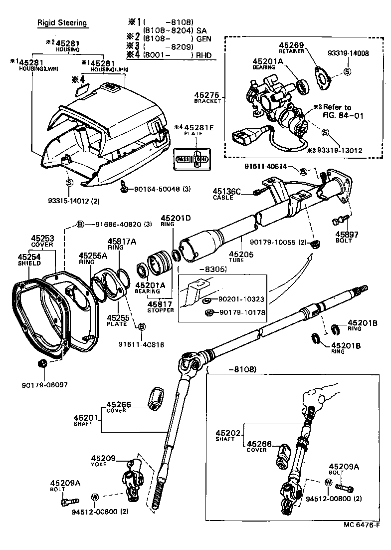 45081-22020 SUPPORT SUB-ASSY, TILT STEERING product image
